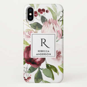 CAPA PARA iPhone DA Case-Mate BURGUNDY DE PINCO BRUTO PROTEA FLORCOLOR DE ÁGUA