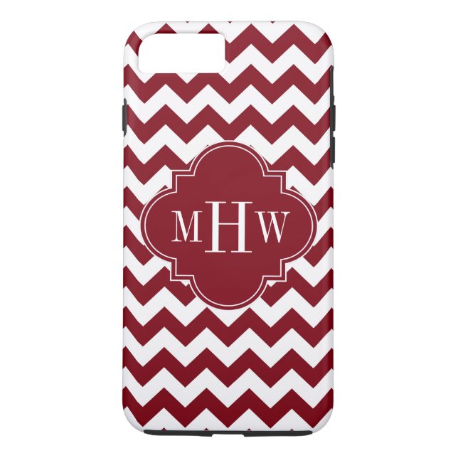 Capa Para iPhone, Case-Mate Burgundy Wt Chevron Burgundy Quatrefoil 3 Monogram (Verso)