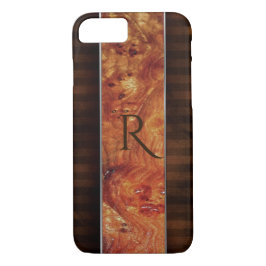 Capa iPhone 8/7 Burl Wood Look Monogrammed iPhone 7/8 Case
