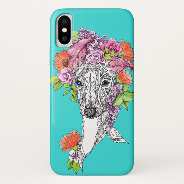 Capa Para iPhone, Case-Mate Cachorro-branco italiano desenhando flores (Verso)