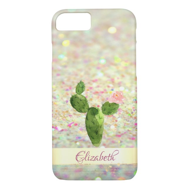 Capa Para iPhone, Case-Mate Cactus Glittery Bokeh - Personalizado (Verso)