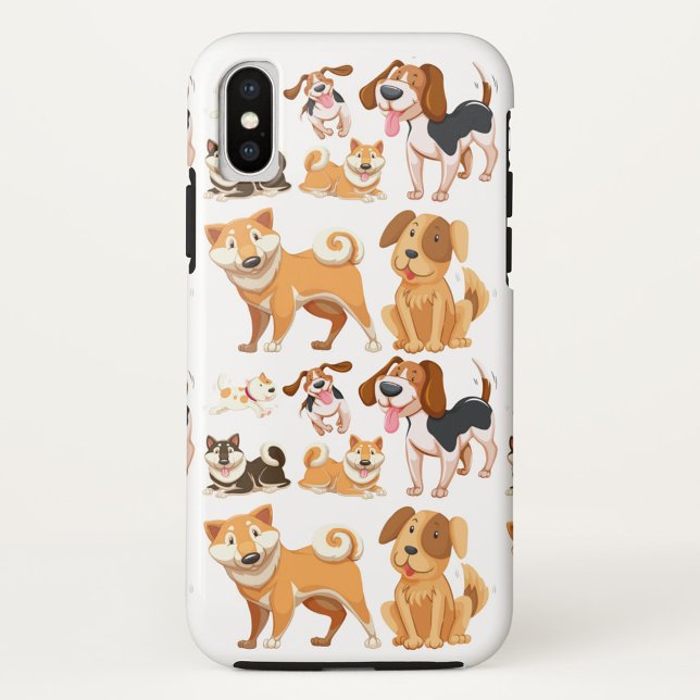 Capa Para iPhone, Case-Mate Cães, Ouvidos De Disquete, Caudas De Curly (The dogs include a mix of breeds, show casing their unique features!)