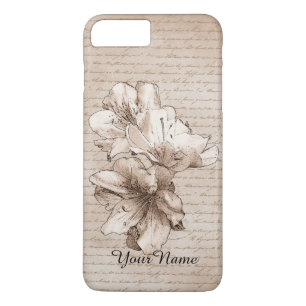Capa Para iPhone Da Case-Mate Café Castanho Flor Ilustrado Floral + Seu Nome