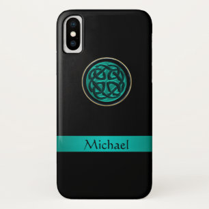 Capa Para iPhone X Caixa celta verde do iPhone X do nó da cerceta