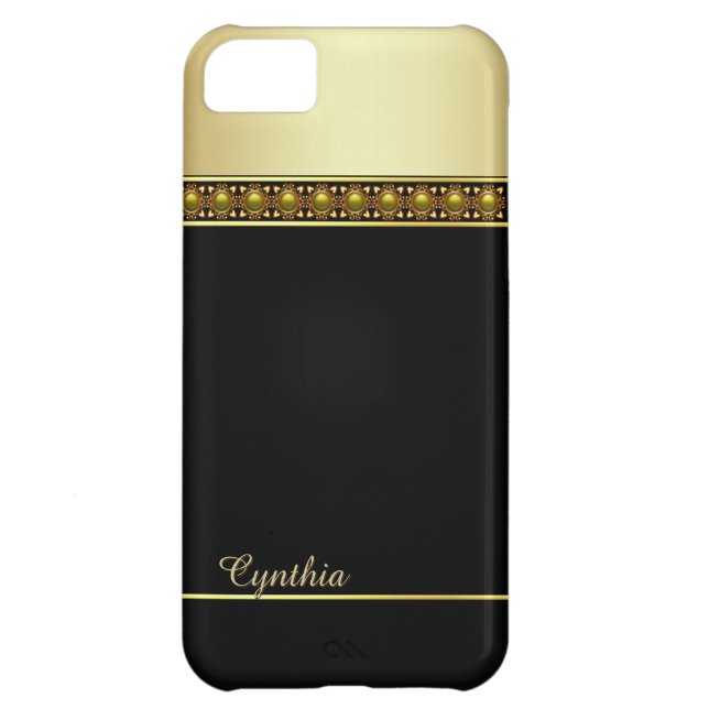 Capa Para iPhone, Case-Mate Caixa com iPhone 5C em preto-e-Dourado (Traseira)