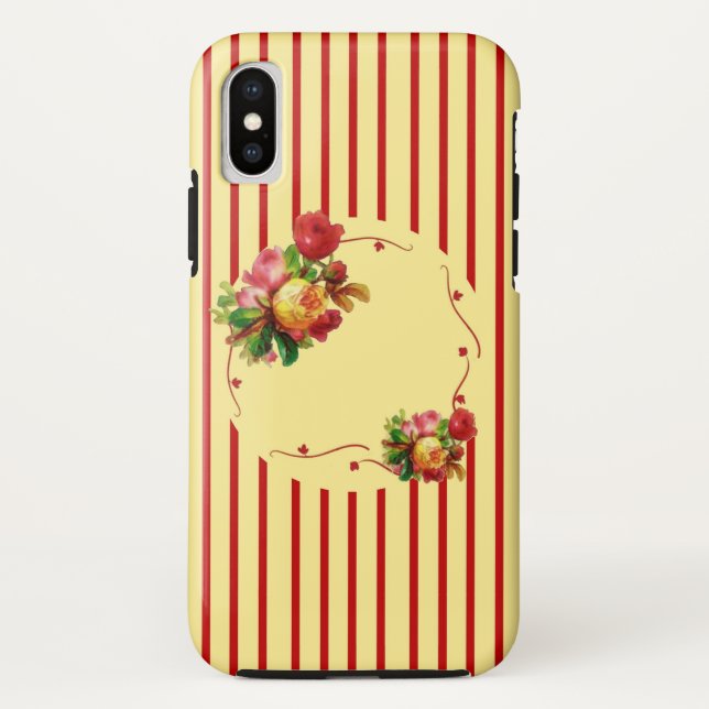 Capa Para iPhone, Case-Mate Caixa de iPhone X Difícil com stripes e Rosas (Verso)