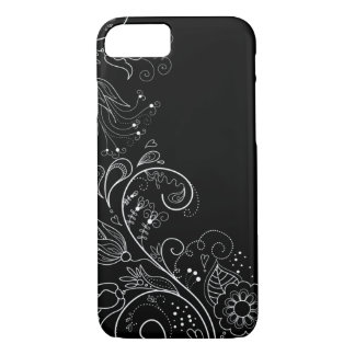 Capa iPhone 8/7 Caixa floral lunática preta & branca do iPhone 7