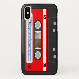 Capa Para iPhone X Caixa personalizada retro vermelha da cassete de