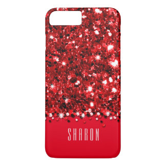 Capa iPhone 8 Plus/7 Plus Caixa Sparkly vermelha glamoroso dos confetes do