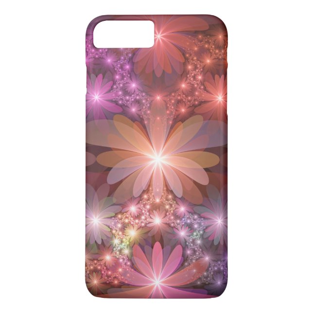 Capa Para iPhone, Case-Mate Cama De Flores Arte Fractal Abstrato brilhante Col (Verso)
