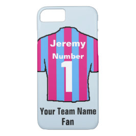 Capa Para iPhone Da Case-Mate Camisa de futebol Clarete & Azul Personalizar nome