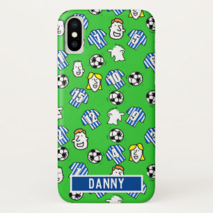 Capa Para iPhone Da Case-Mate Camisas de futebol azuis e brancas.