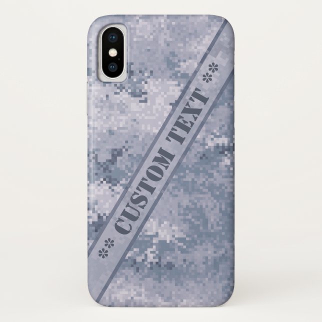 Capa Para iPhone, Case-Mate Camo Digi da cinza com texto personalizado (Verso)
