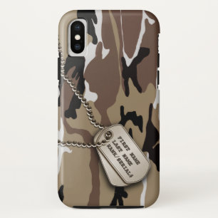 Capa Para iPhone Da Case-Mate Camo do Deserto Militar com Etiqueta de Cão