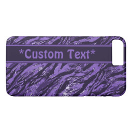 Capa iPhone 8 Plus/7 Plus Camo listrado roxo com texto feito sob encomenda
