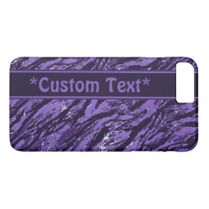 Capa iPhone 8 Plus/7 Plus Camo listrado roxo com texto feito sob encomenda