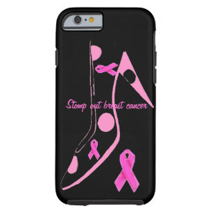 Capa Tough Para iPhone 6 Cancer da mama preto-rosa