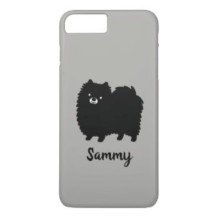 Capa iPhone 8 Plus/7 Plus Cão de Cartoon Cónico Pomerano Negro Personaliza