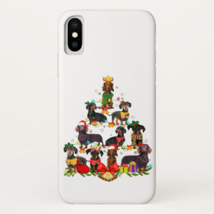 Capa Para iPhone Da Case-Mate Cão Povoado Dachshund Tree Natal Light