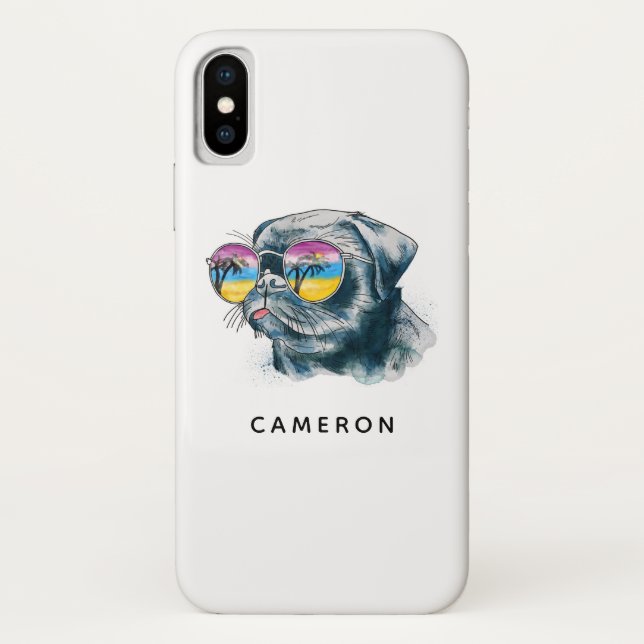 Capa Para iPhone, Case-Mate Cãozinho Tropical | Adicione seu nome (Verso)