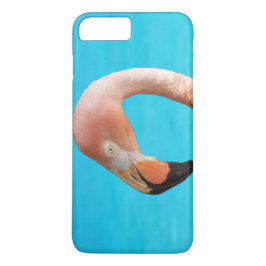Capa iPhone 8 Plus/7 Plus Cara flamingo rosa contra a água azul em um