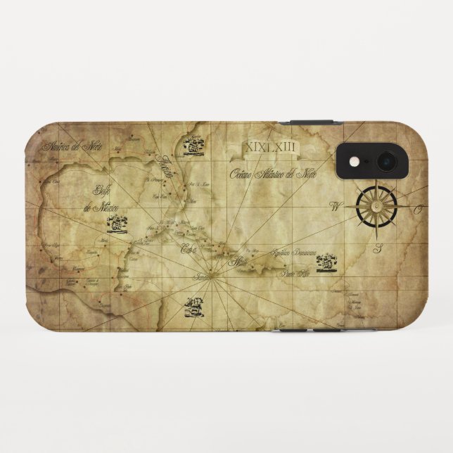 Capa Para iPhone, Case-Mate Caribe - mapa antigo.. (Verso (Horizontal))