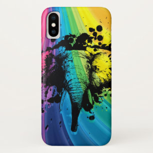Capa Para iPhone X Carregando Elefante Bull no Arco-íris