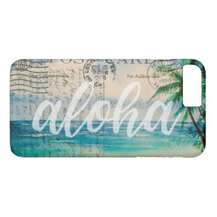 Capa iPhone 8 Plus/7 Plus Cartão havaiano das palmeiras do vintage