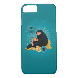 Capa iPhone 8/7 Cartoon NIFFLER™ com moedas Douradas