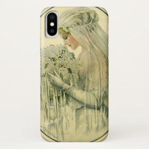 Capa Para iPhone X Casamento vintage, retrato nupcial da noiva do