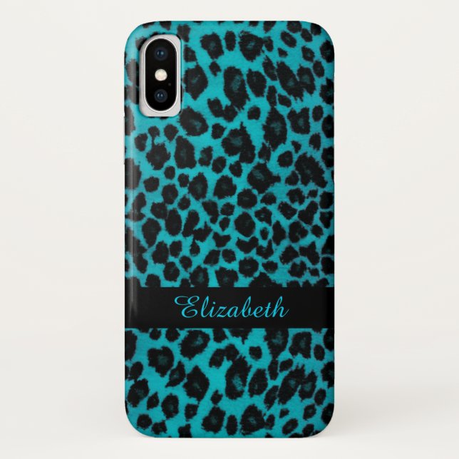 Capa Para iPhone, Case-Mate Caso animal do impressão do leopardo de turquesa (Verso)