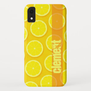 Capa Para iPhone XR Caso de fatia de limão forte com nome amarelo bril