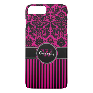 Capa iPhone 8 Plus/7 Plus Caso do iPhone 7   Damasco   Stripes   Fuchsia