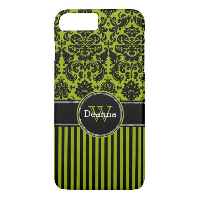 Capa Para iPhone, Case-Mate Caso do iPhone 7 | Damasco | Stripes | Verde (Verso)
