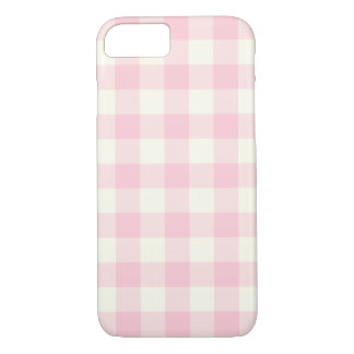 Capa iPhone 8/7 Caso do iPhone 7 do Padrão Gingham Rosa Pálido
