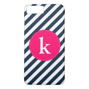 Capa iPhone 8 Plus/7 Plus Caso do iPhone 7 Plus com Monograma Rosa e Marinho