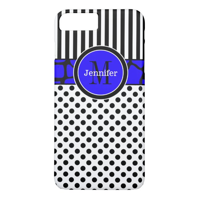 Capa Para iPhone, Case-Mate Caso do iPhone 7 | Stripes, pontos | Azul (Verso)