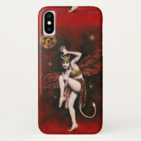 Caso do iPhone X da senhora do diabo do vintage da