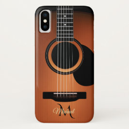 Capa Para iPhone X Caso do iPhone X do monograma da guitarra acústica
