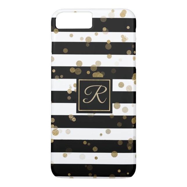 Capa Para iPhone, Case-Mate Caso Dourado Confetti e Stripes iPhone 8 Plus (Verso)