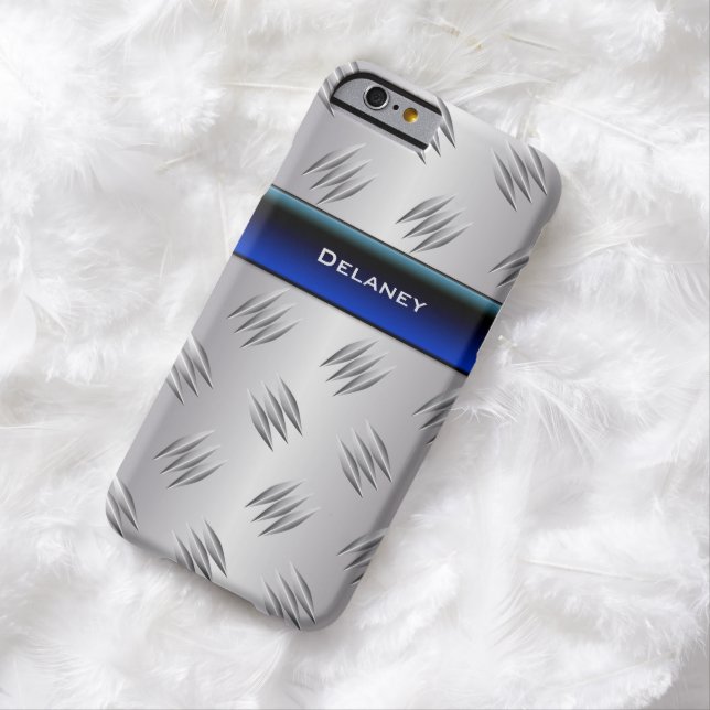 Capa Para iPhone, Case-Mate Caso iPhone 6 de Placa Diamante Azul, FAUX Silver (In Loco)