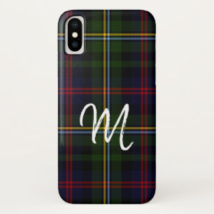 Capa Para iPhone X Caso Monogrammed do iPhone X da xadrez de Tartan
