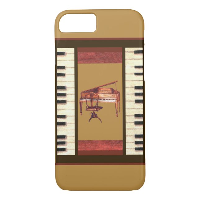 Capa Para iPhone, Case-Mate Caso Piano Keys Border Antique Piano iPhone 7 (Verso)