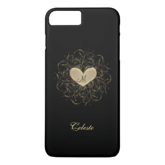 Capa iPhone 8 Plus/7 Plus Caso positivo do iPhone 7 dourados do monograma do