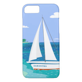Capa iPhone 8/7 Caso Tropical do iPhone 7 do Monograma Sailboat Co