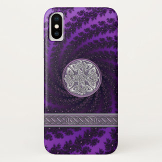 Capa Para iPhone X Caso X do iPhone Celta Fractal Espiral Roxo