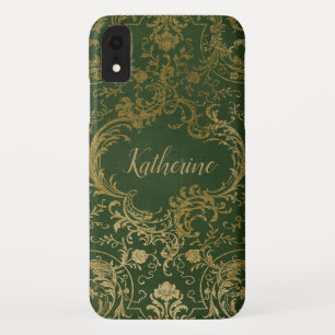 Capa Para iPhone Da Case-Mate Caso XR de iPhone verde e Dourado antigo