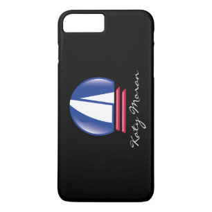Capa Para iPhone Da Case-Mate Catamaran Sailing_Blue Lua_em preto_personalizado