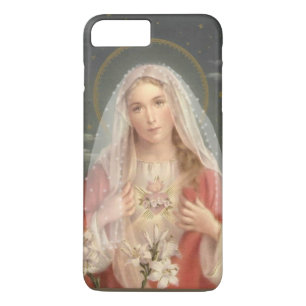 Capa iPhone 8 Plus/7 Plus Católico religioso abençoado do vintage da Virge