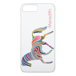 Capa iPhone 8 Plus/7 Plus Cavalo mágico de cor cinza arco-íris